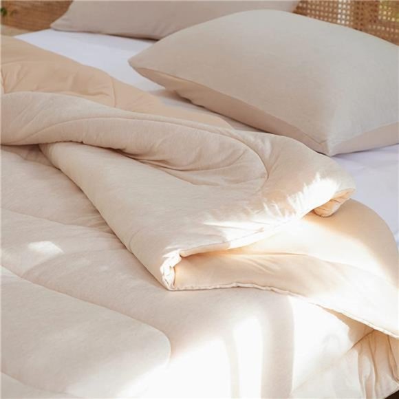 Queen Comforter Set - Cooling and Warm Bed Set, Beige Reversible 3 Piece Set - Picture 2 of 6